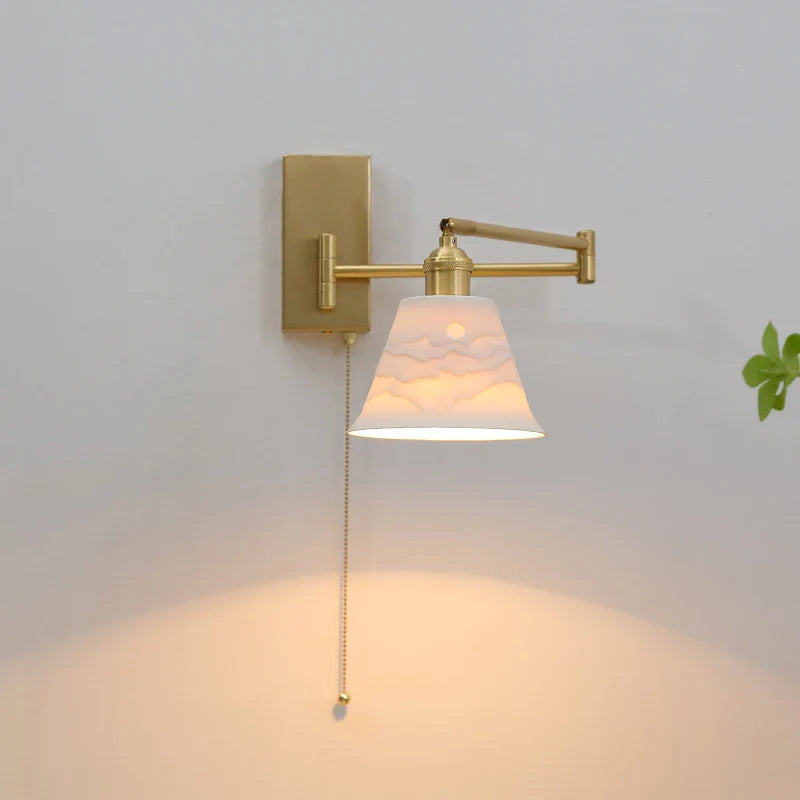Afralia™ Ceramic Nordic LED Wall Sconce with Pull Chain Switch for Bedroom & Restaurant