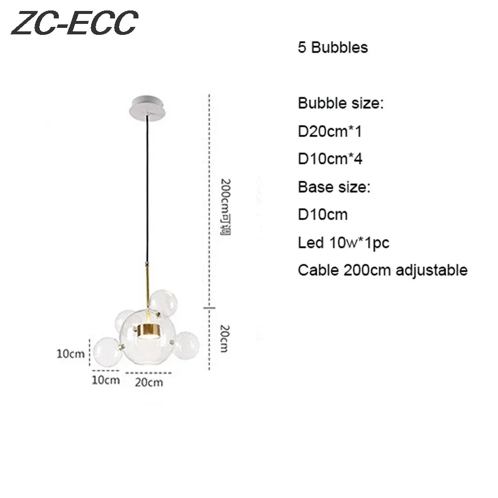 Afralia™ Glass Bubble LED Chandelier: Stylish Ceiling Lighting for Dining & Living Room