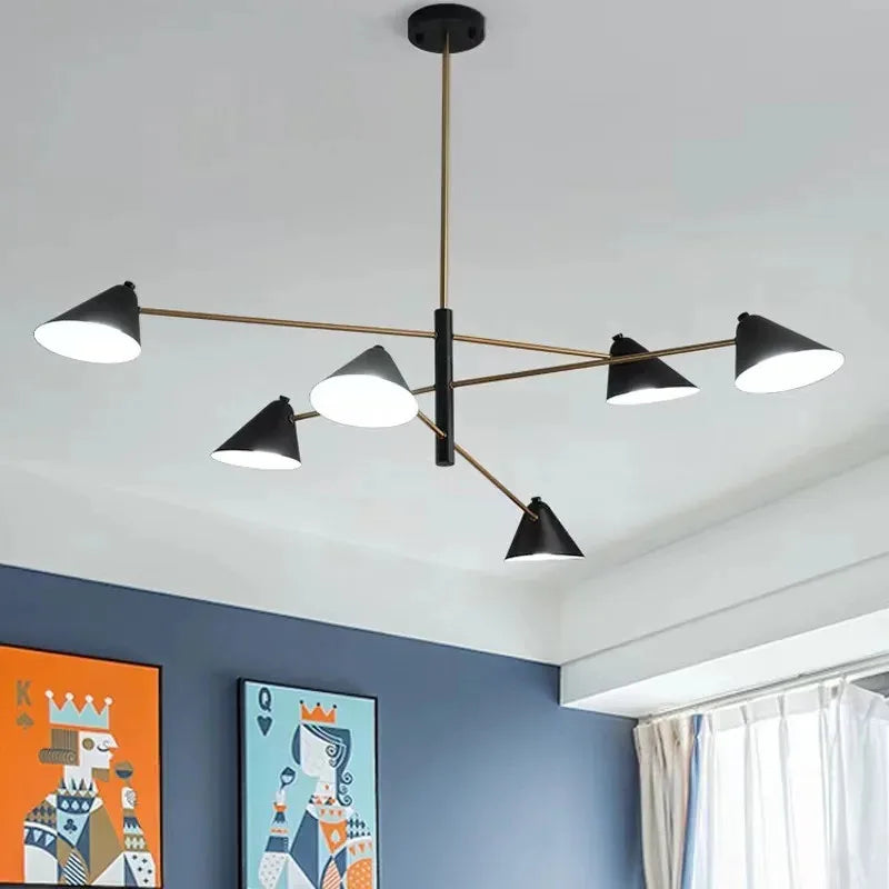 Afralia™ Cone Shade Chandelier: Minimalist Nordic Design for Living and Dining Rooms