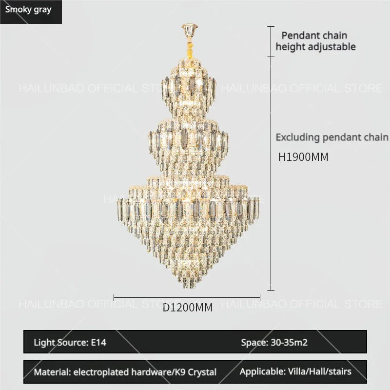 Afralia™ Sparkle Spiral Staircase Chandelier - Modern High Living Room Crystal Light