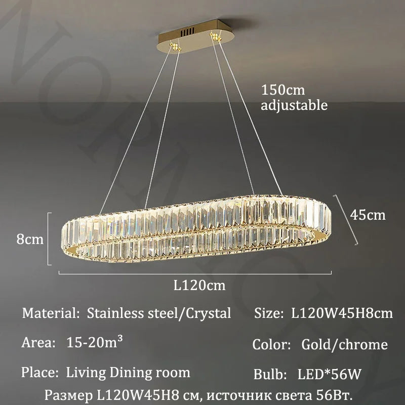 Afralia™ Luxury Crystal Pendant Chandelier for Home Dining Room Bar LED Decor