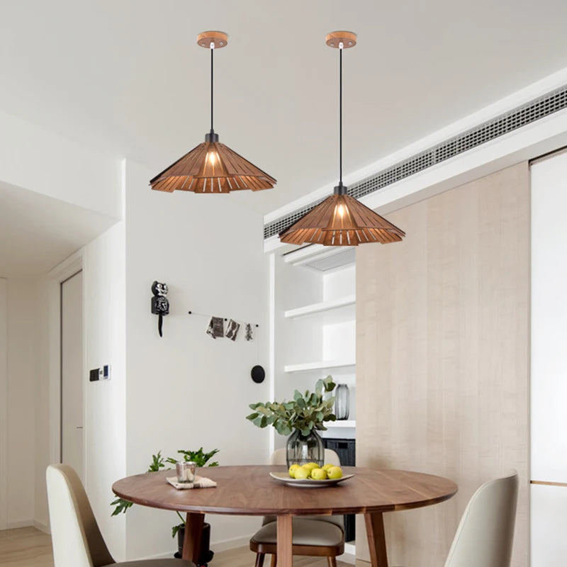 Afralia™ Retro Wooden Pendant Light