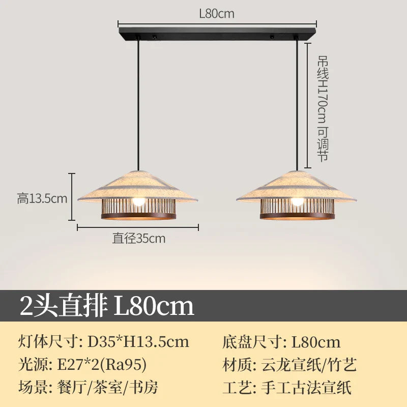 Afralia™ Three Headed Walnut Dining Table Chandelier