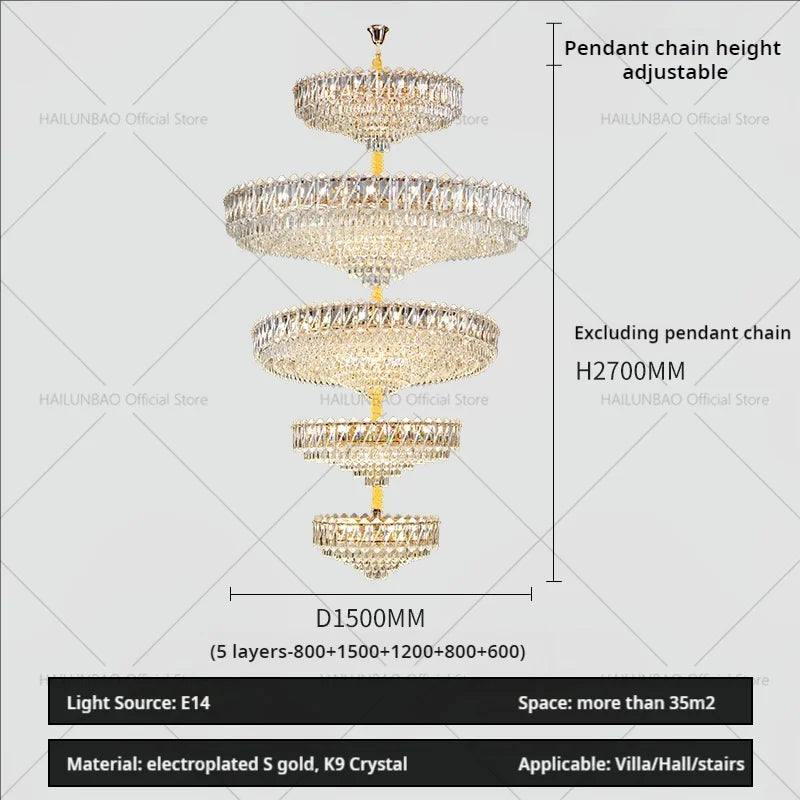 Afralia™ Crystal Living Room Chandelier: Modern Luxury High-Rise Villa Personality Creative Hotel Décor