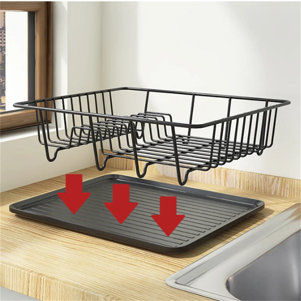 Afralia™ Metal Kitchen Dish Drying Rack with Drainboard & Chopstick Cage