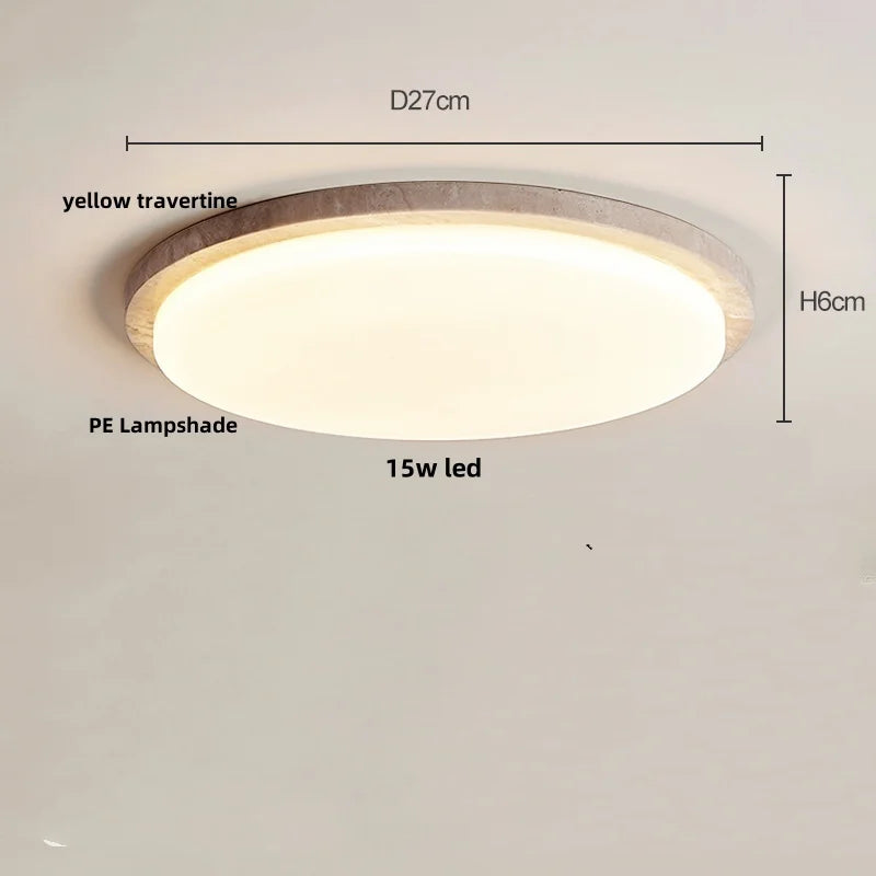Afralia™ Travertine Round Iron LED Ceiling Light: Modern Nordic Flush Mount Fixture