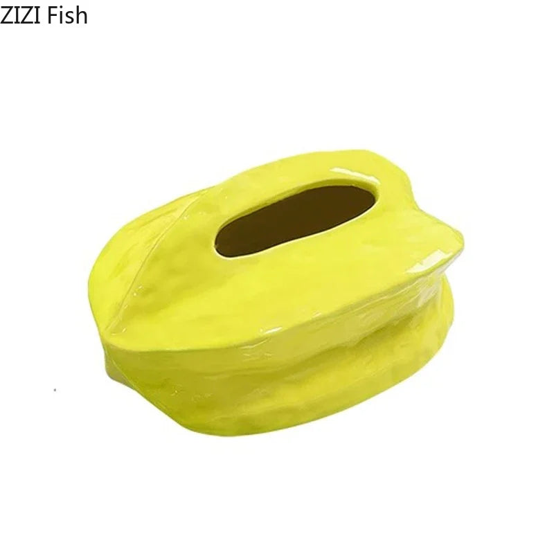 Afralia™ Starfruit Ceramic Tissue Box - Coffee Table and Bedside Decoration