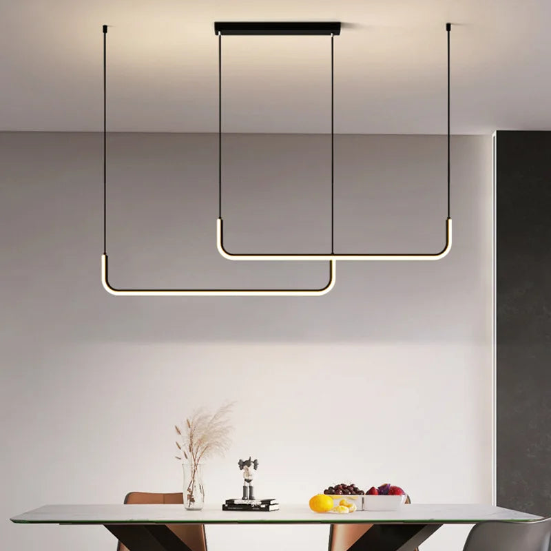 Afralia™ Nordic Minimalist Line Pendant Light for Dining Room Tables and Bar Counters