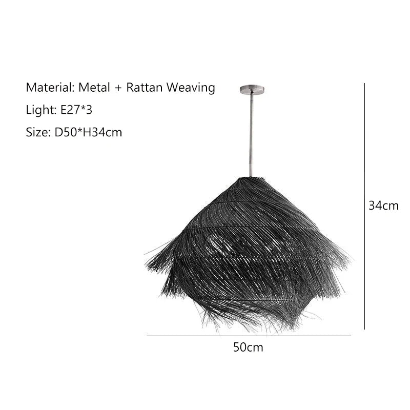 Afralia™ Rattan Wabi Sabi LED Chandelier for Home Decor Lighting