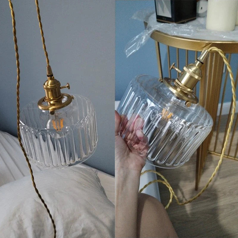 Afralia™ Brass Pumpkin LED Pendant Light - Japanese Style Bedroom Suspension