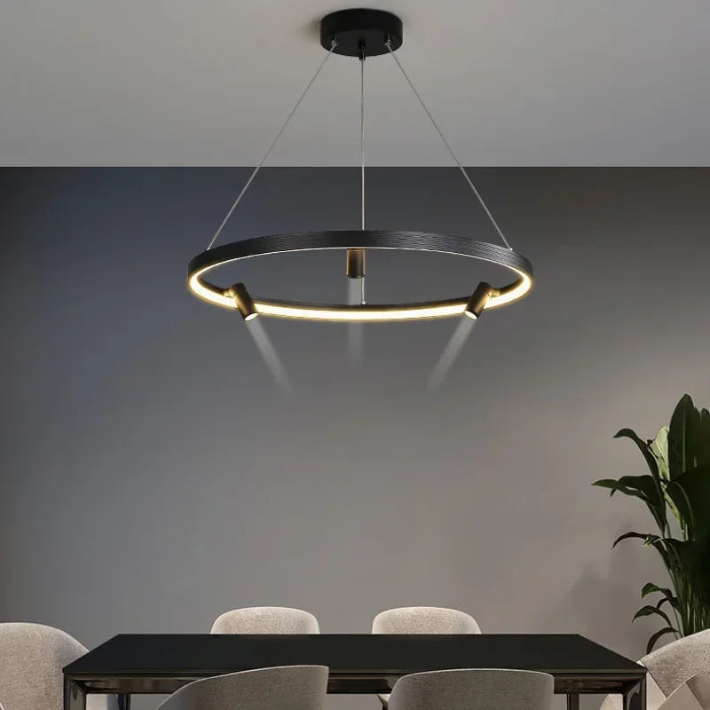 Afralia™ Black Round Combination Chandelier Pendant Light for Home Decor and Kitchen