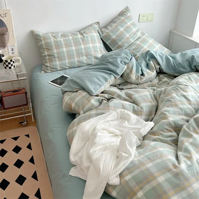 Afralia™ Japanese Style Cotton Printed 4Pcs Bedding Set with Double-Sided Design