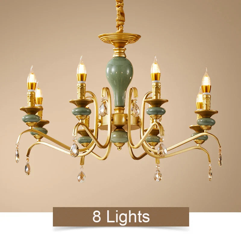 Afralia™ Mediterranean Ceramic Crystal Chandelier - Elegant Lighting Fixture