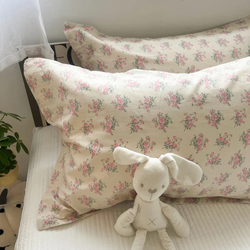 Afralia™ Korean Floral Cotton Pillowcase 40x60cm, 48x74cm, 50x80cm, Home Cushion Cover