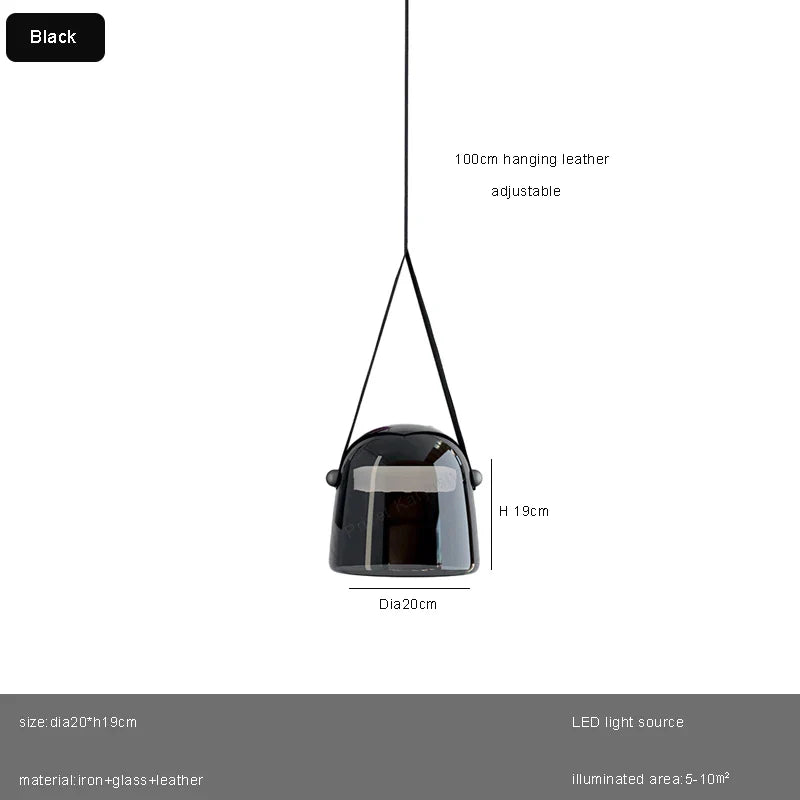Afralia™ Glass Lustre LED Chandelier with Leather Strips Ceiling Lamp