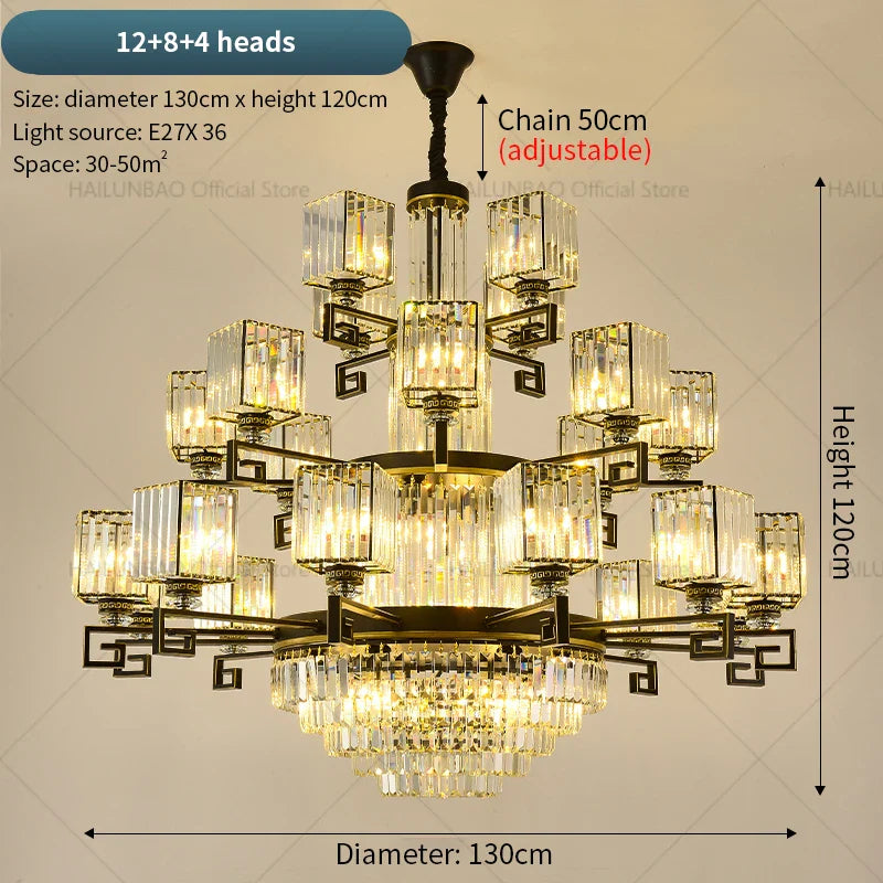Afralia™ Zen Crystal Chandelier - Luxury Chinese Style Lighting for Home, Study, and Teahouse