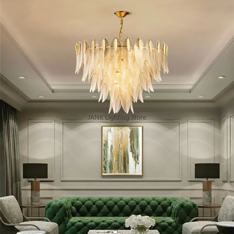 Afralia™ Leaf Glass Pendant Lamp: Modern Luxury Crystal Suspension for Living Room, Restaurant, Bedroom.