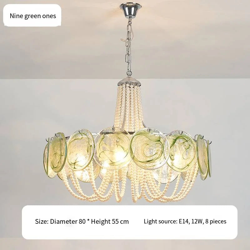 Afralia™ Pink Glass Pearl Chandelier: Modern Pendant Light for Living Room & Bedroom