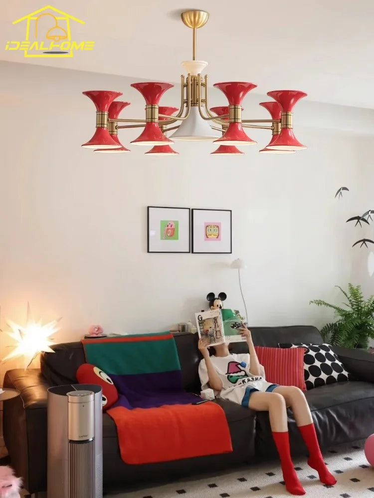 Afralia™ Modern Designer LED Chandelier Iron Art Decorative Hanging Lamp for Living Room