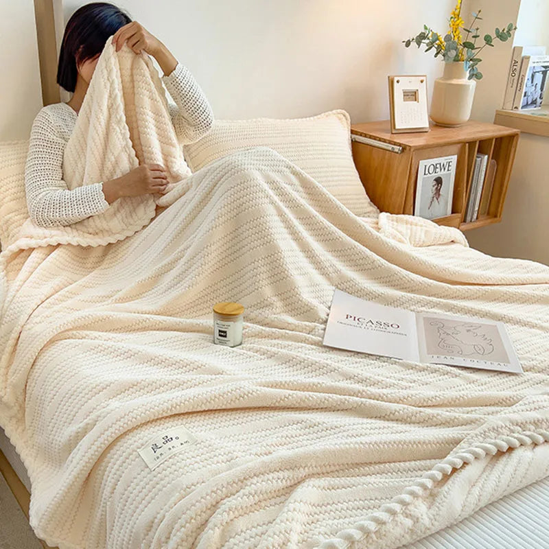 Afralia™ Velvet Jacquard Blanket: Premium Multi-Functional Soft Quilt for Sofa, Office & Nap-time