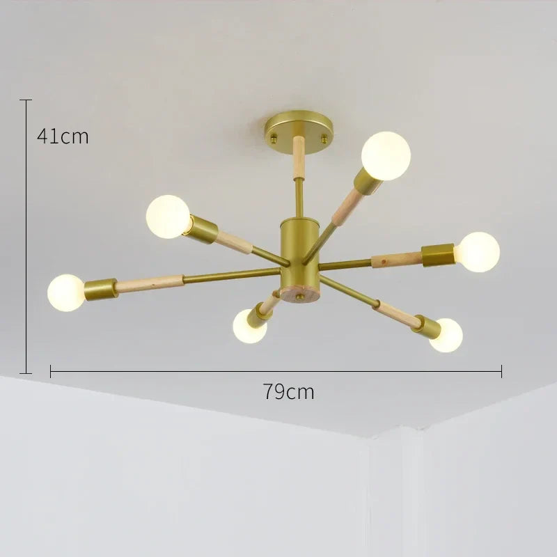 Afralia™ LED Ceiling Lights with Wooden Lampshades for Modern Livingroom and Bedroom