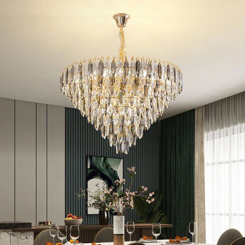 Afralia™ Crystal Chandelier: Elegant Small Duplex Living Room Loft Hotel Lobby Staircase Lighting