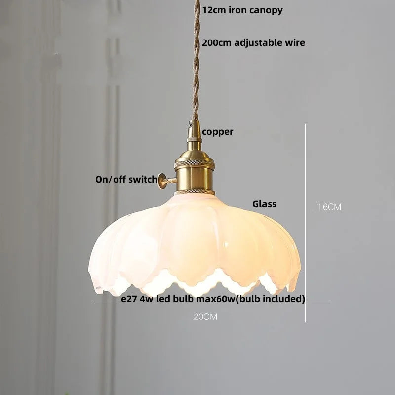 Afralia™ Walnut Wood LED Pendant Light Fixture Glass Hanging Lamp