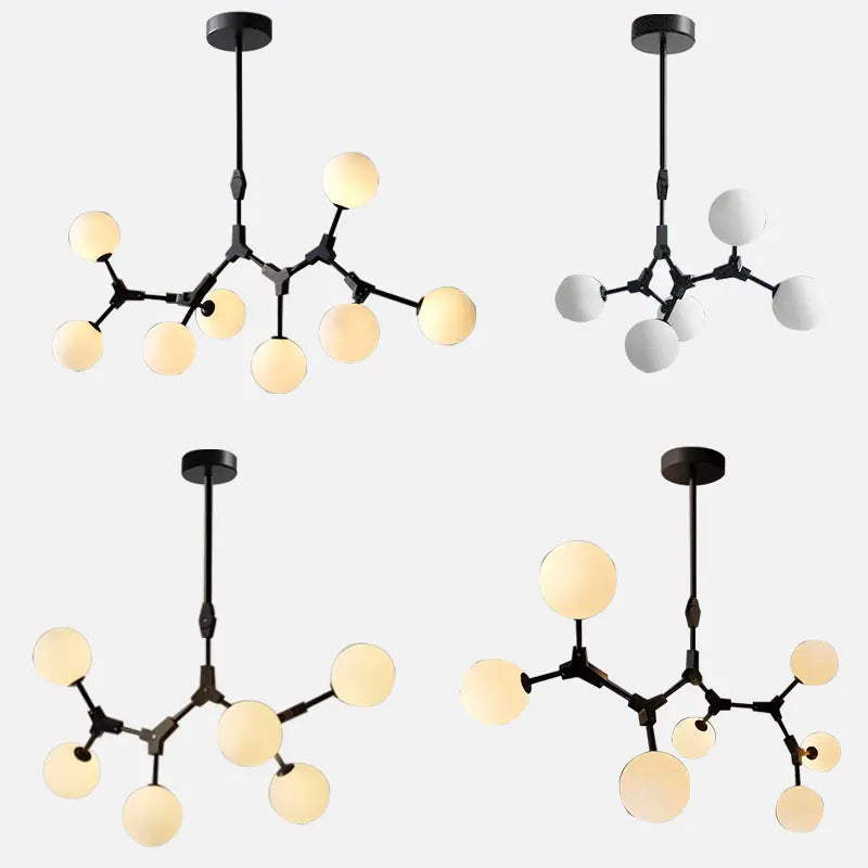 Afralia™ Nordic Black Glass Ball Ceiling Chandelier for Living Room Kitchen Bedroom Dining Home Décor