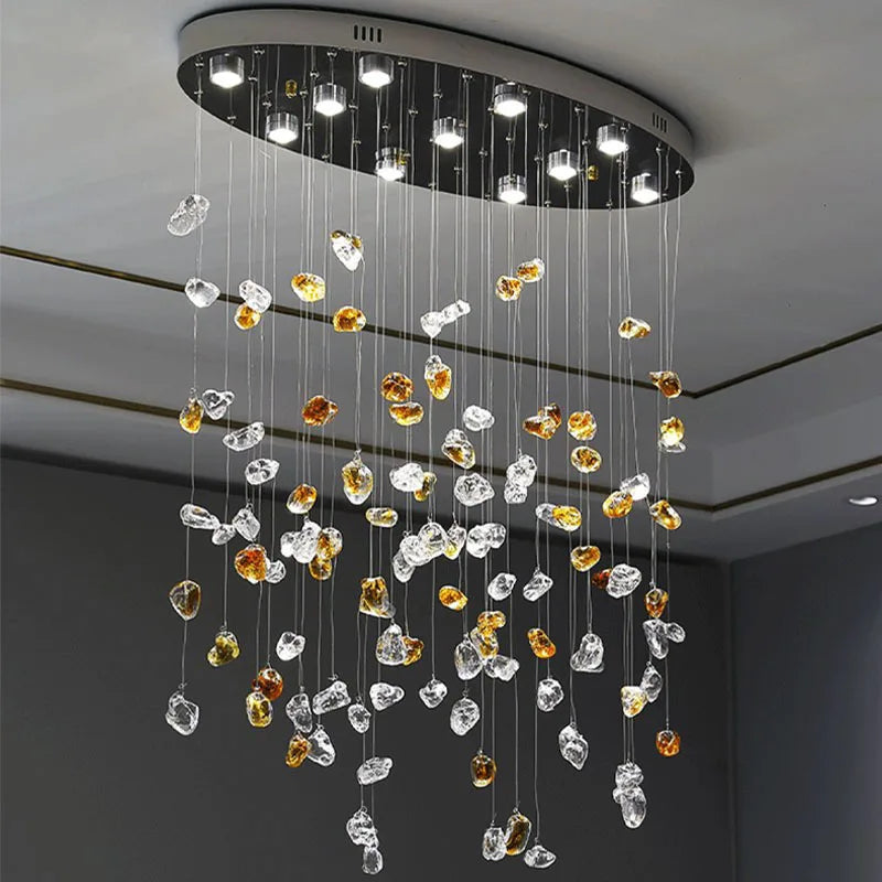 Afralia™ Stone LED Pendant Chandelier: Modern Luxury Crystal Lighting for Living Room