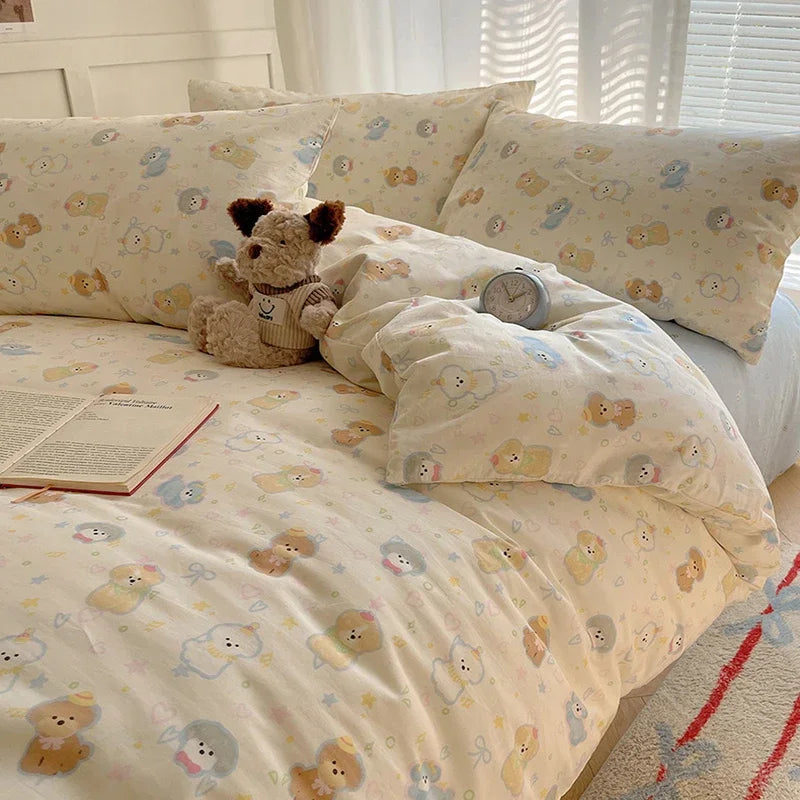 Afralia™ Cartoon Printed Cotton Bedding Set - Soft, Skin-Friendly Duvet Cover