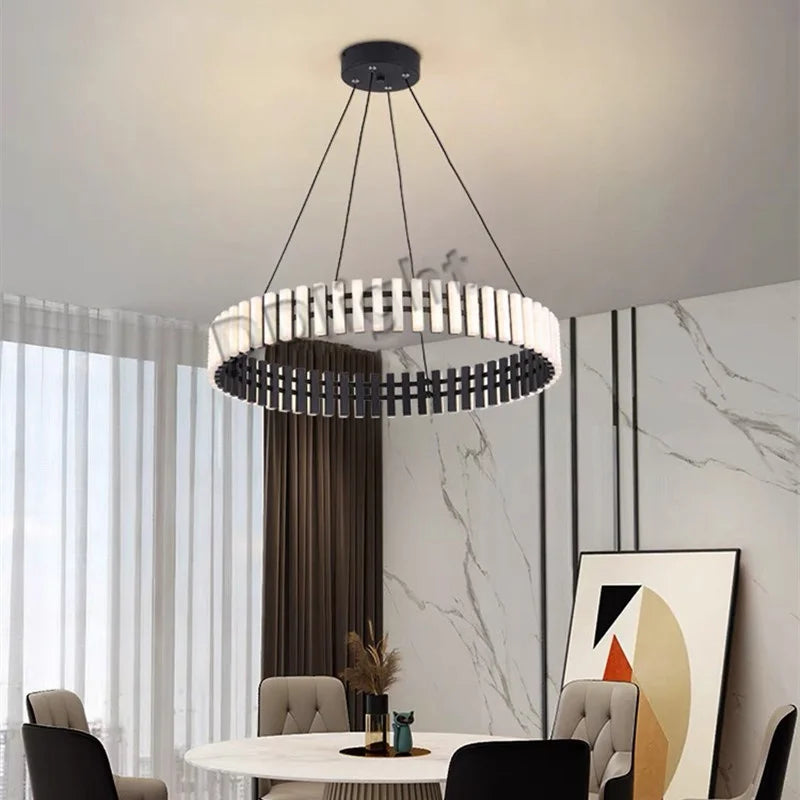 Afralia™ Lstre Modern Circle Chandelier for Bright 360° Lighting in Living Room, Bedroom, Kitchen