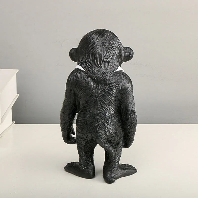Afralia™ Gorilla Sculpture Resin Figure Monkey Statue Home Decor Living Room Figurine Craft