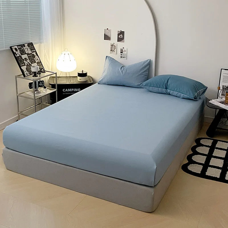 Afralia™ Soft Comfort Solid Color Fitted Bed Sheet - Double Mattress Cover