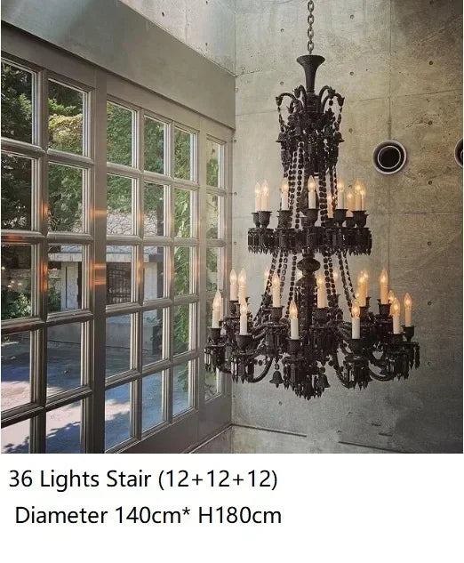 Afralia™ Black Crystal Chandelier: Luxury Lighting for Villa Hotel, Living Room, Dining Room