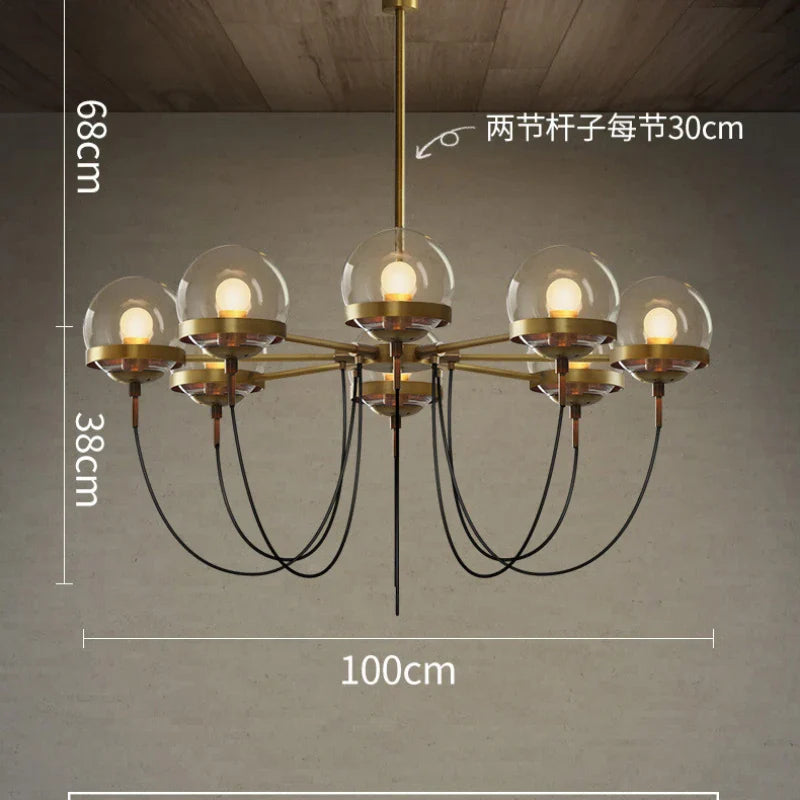 Afralia™ Retro Restaurant Chandeliers Molecular Glass Ball Bronze Circle Pendant Lamp