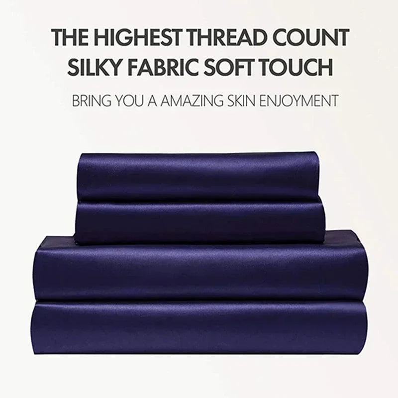 Afralia™ Satin Fabric Luxury Bed Sheet Set - Solid Silky King / Queen Size