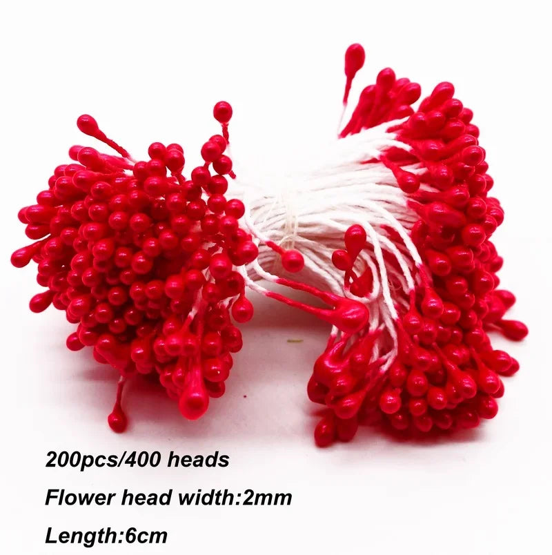 Afralia™ Red Flower Cherry Stamen Berries Bundle for DIY Christmas Wedding Decor