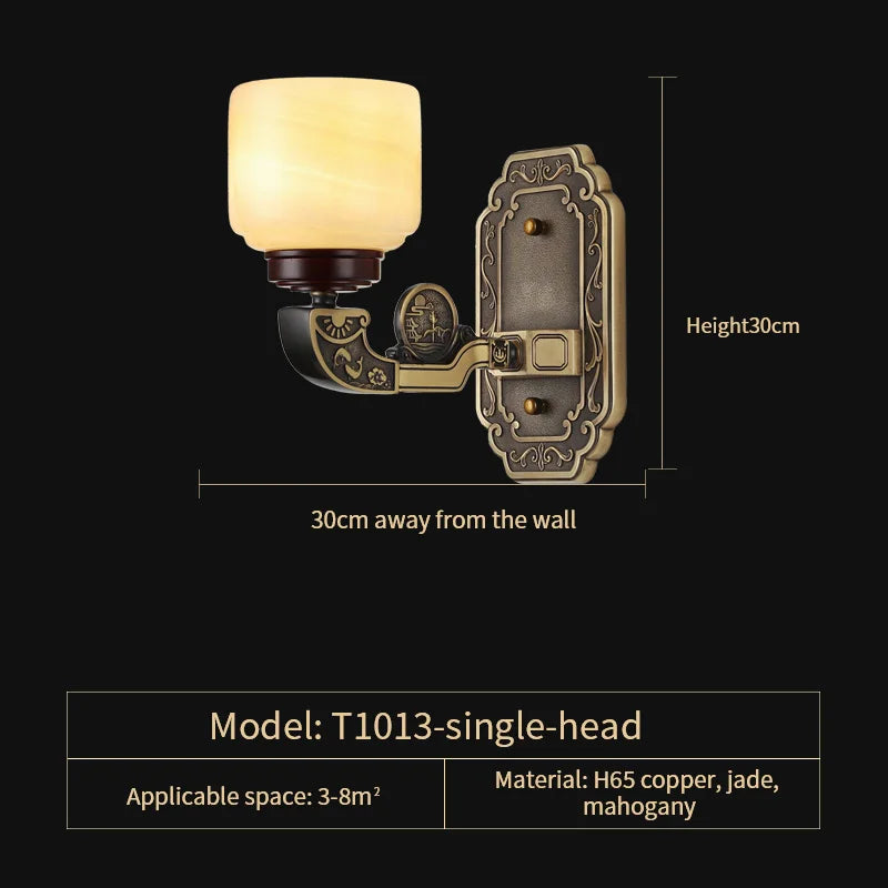 Afralia™ Natural Jade Copper Chandelier Modern Duplex Building Zhongshan Lamps