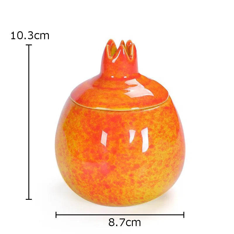 Afralia™ Pomegranate Ceramic Tea Canister Jar - Sealed Storage Jar for Tea, Candy, Household