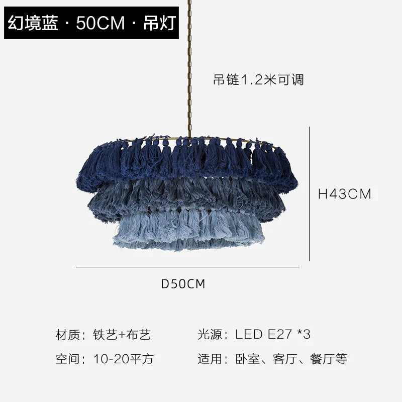 Afralia™ Fela Tassel Chandelier: Vintage Bohemian Woven Suspension Light for Designer Room