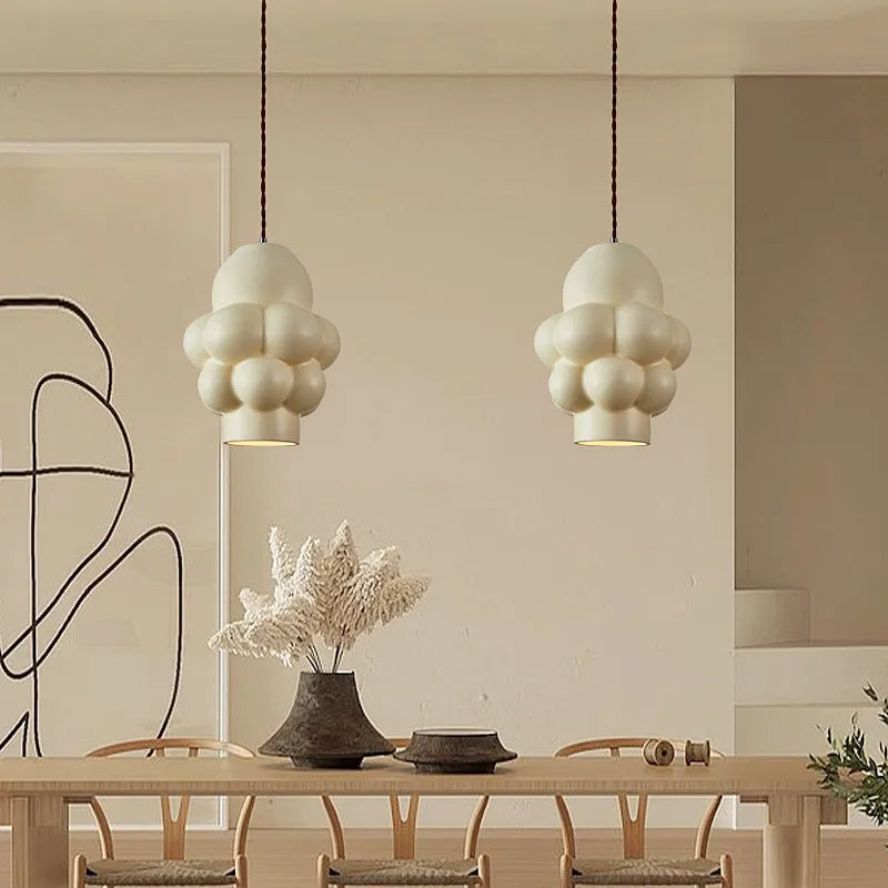 Afralia™ Creamy Wind LED Chandelier: Nordic Wabi Sabi Dining Room Lighting for Home Decor