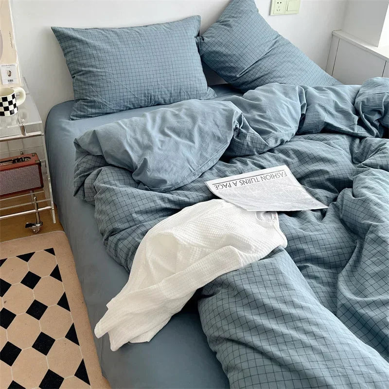 Afralia™ Japanese Style Cotton Printed 4Pcs Bedding Set with Double-Sided Design