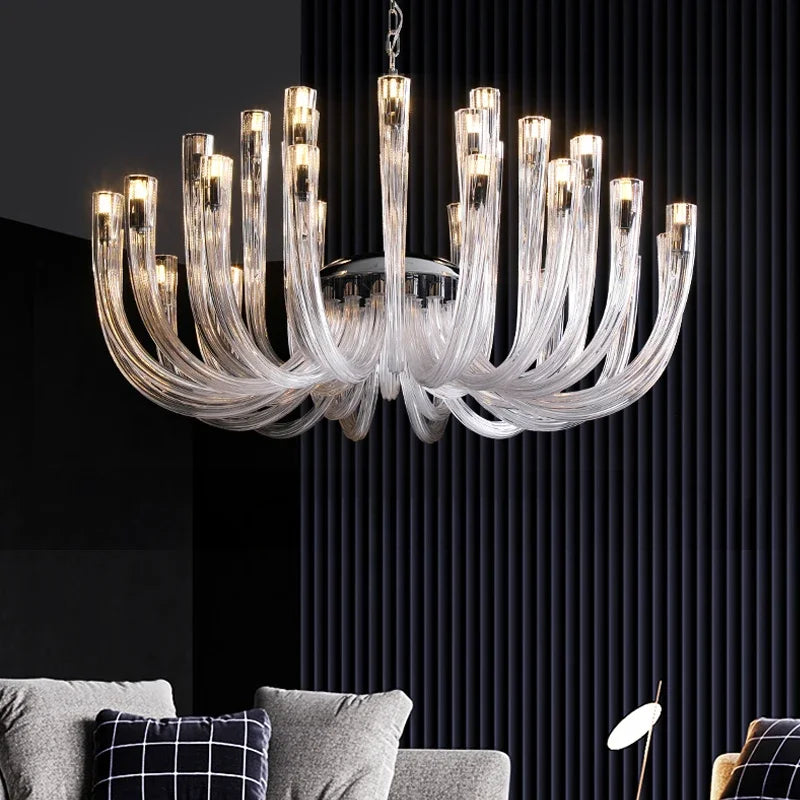 Afralia™ Glass Chandelier LED Hanging Light for Living Room Bedroom Dining Room - 2024 Collection.