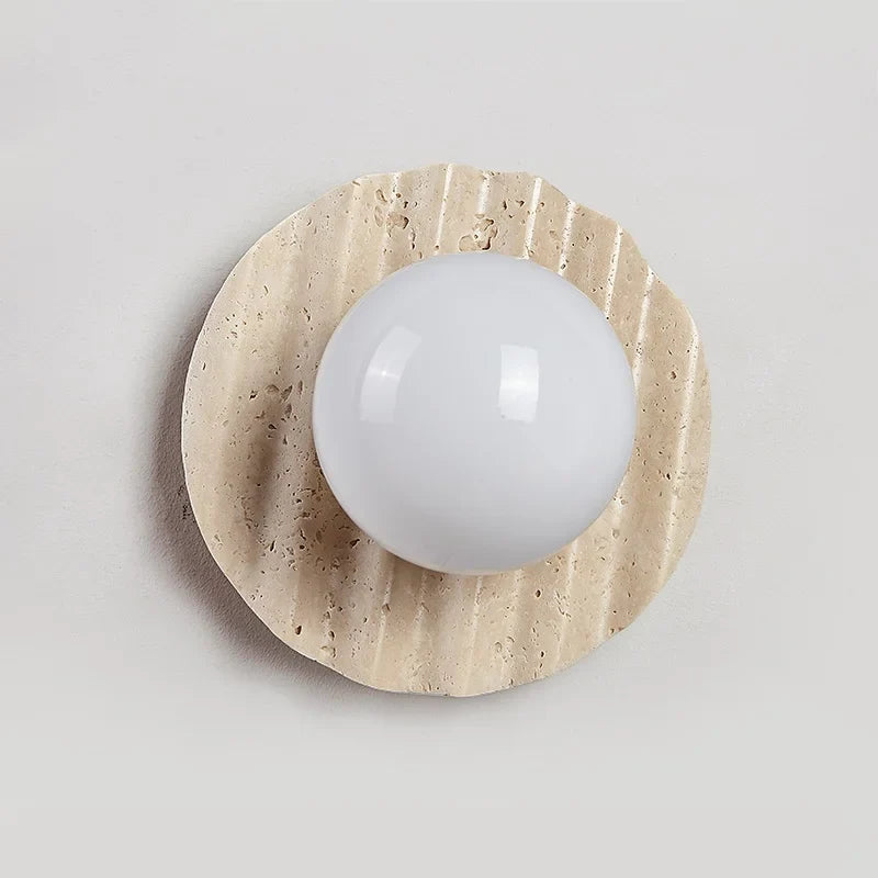 Afralia™ Yellow Cave Stone LED Wall Sconce with Pull Chain, Modern Glass Stair Light