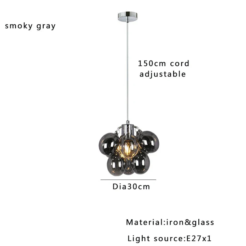Afralia™ Smoky Gray Grape Glass Chandelier - Modern Dining Room Decor