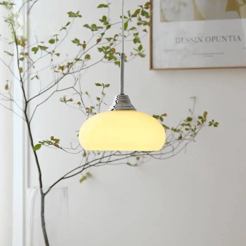 Afralia™ Cream Glass Nordic LED Pendant Light for Home Decor and Lighting