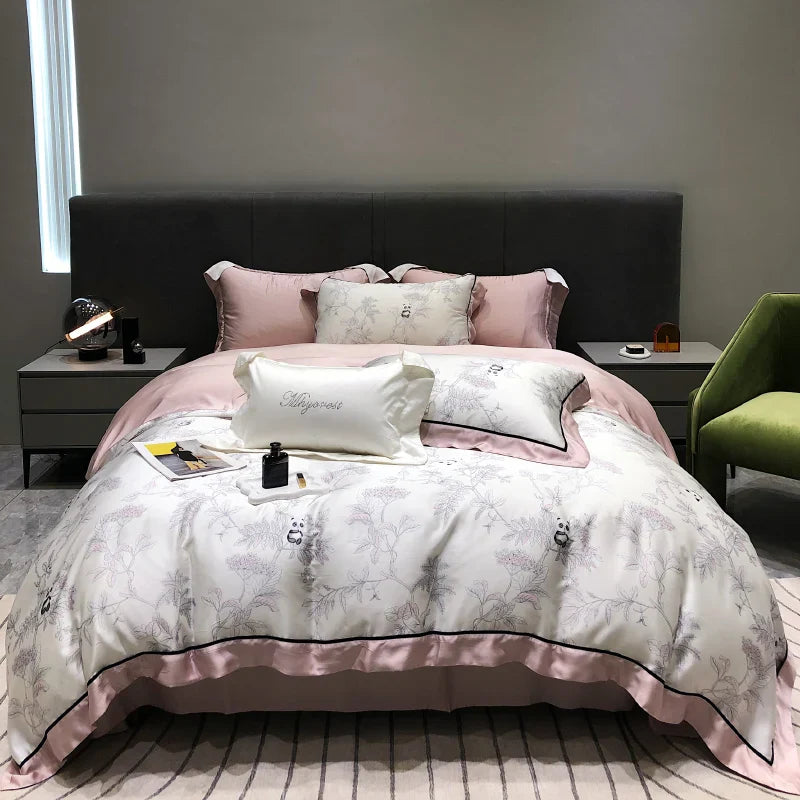 Afralia™ Eucalyptus Lyocell Flowers Duvet Set with Sheet & Pillowcases