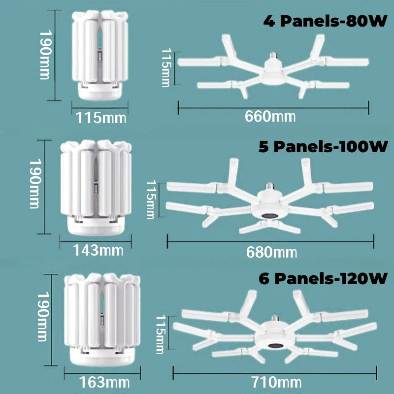 Afralia™ Deformable LED Garage Lights 80W/100W/120W Ceiling Industrial E27 Bulb