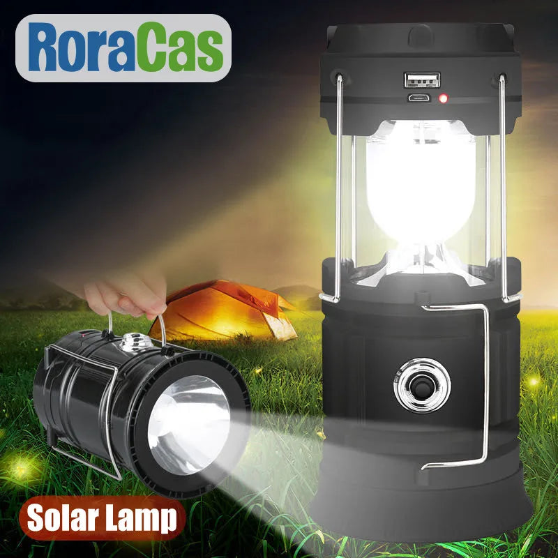 Afralia™ Solar Camping Lantern - USB Rechargeable Portable Survival Light