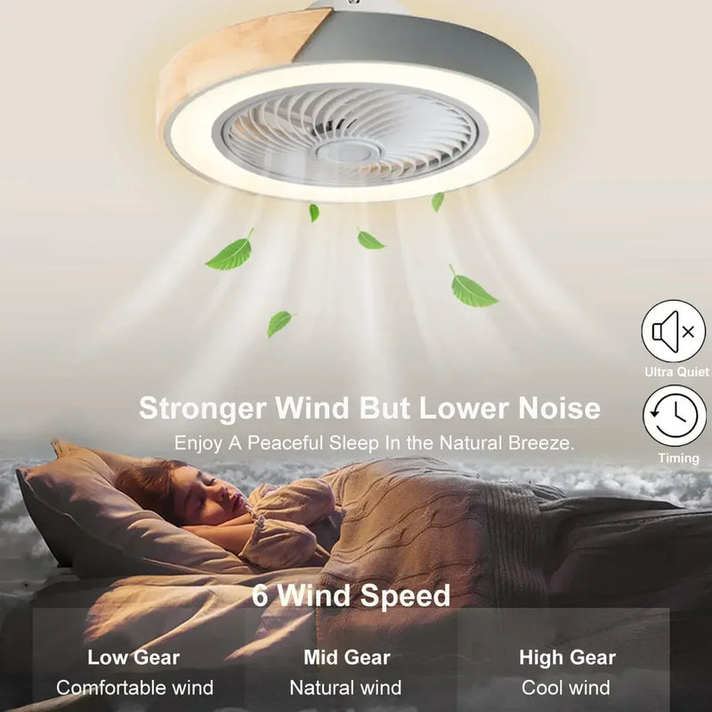 Afralia™ Wood Ceiling Fan Light with Remote Control & Dimmable LED - Modern Low Profile